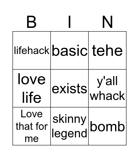 Lily Bingo Card