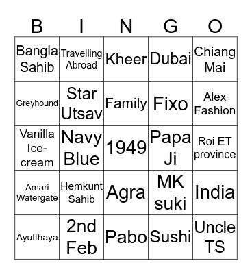 Dad's 70th Birthday Bingo Card