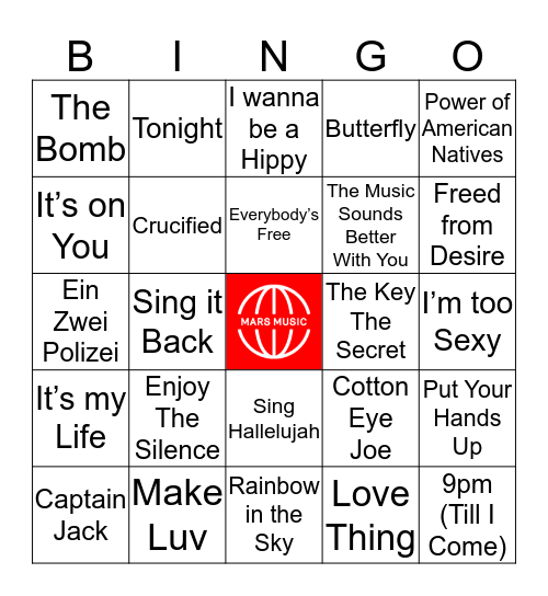 90's verantwoord dansen Bingo Card