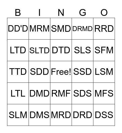 Solfege Bingo Card
