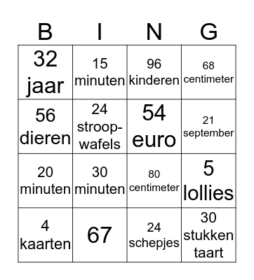 Reken Bingo Card
