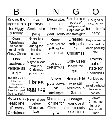 Christmas BINGO Card