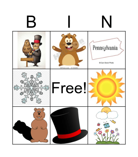 Groundhogs day Bingo Card
