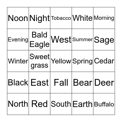 Circle of Life Bingo Card