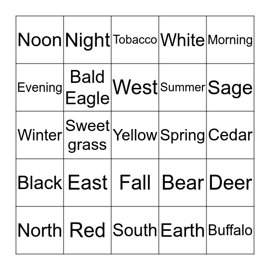 Circle of Life Bingo Card