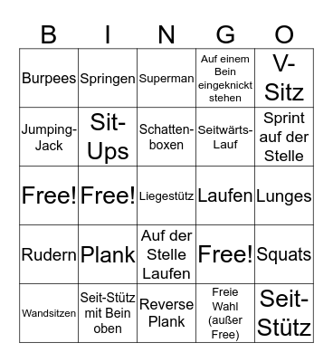 Fitness-Bingo Card