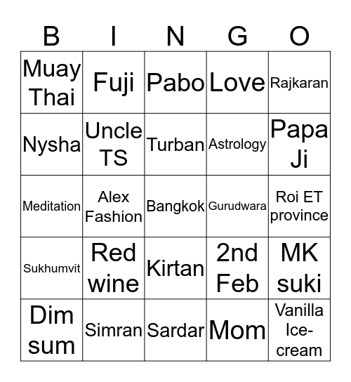 Dad's 70th Birthday Bingo Card