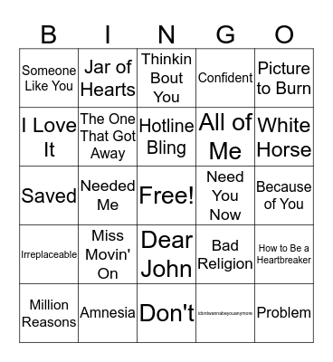 In my Feelings Bingo Card