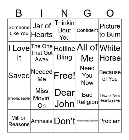 In my Feelings Bingo Card