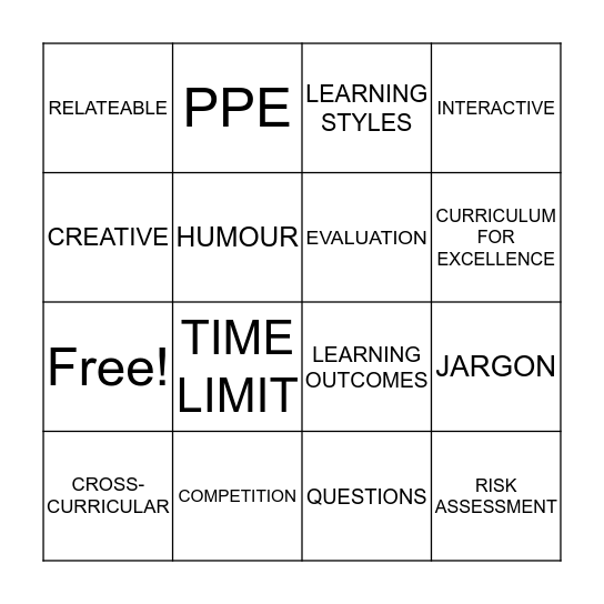 Public Engagement Training Bingo Card