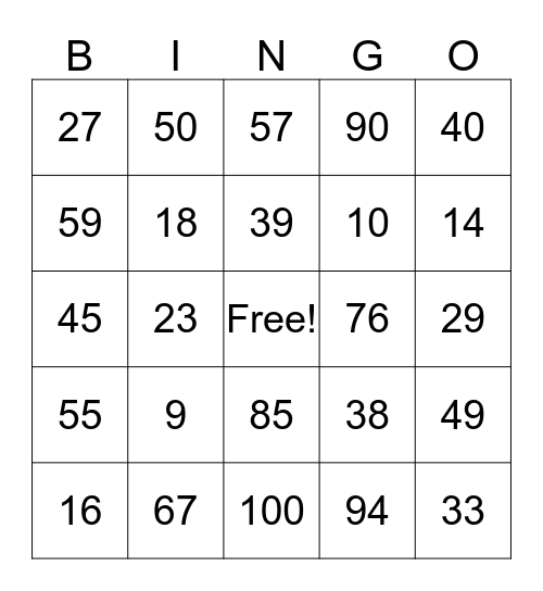 100th Day of School BINGO!! Bingo Card