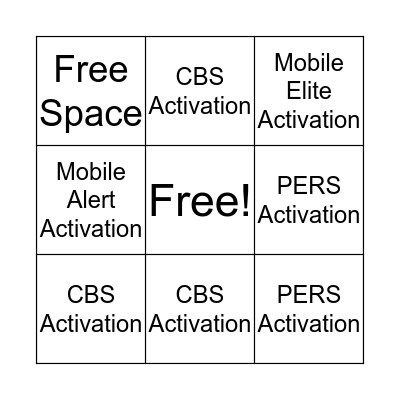 Activation Bingo Card