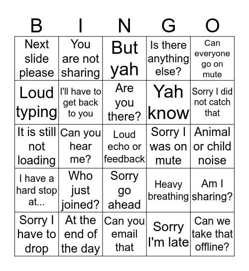 office conference call bingo