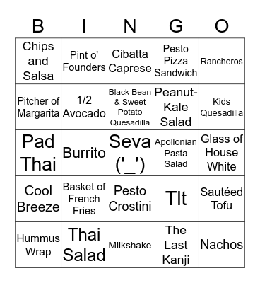 Saturday PM Bingo Card