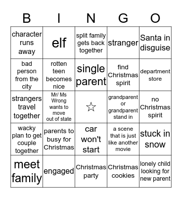 Hallmark Holiday Bingo Card