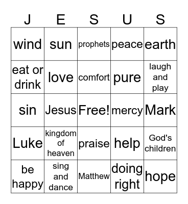 BEATITUDES Bingo Card