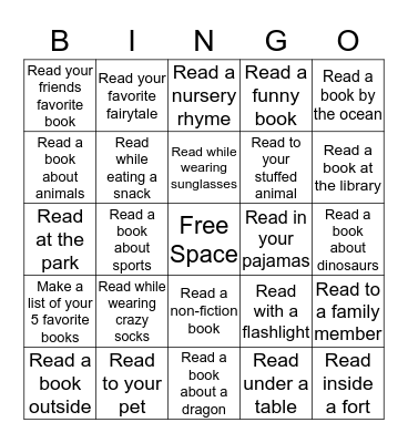 Reading Is Fun Bingo Card