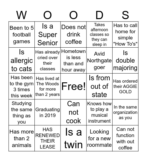 GET TO KNOW YOUR NEIGHBOR Bingo Card