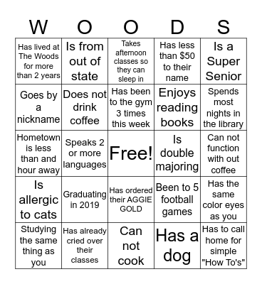 GET TO KNOW YOUR NEIGHBOR Bingo Card