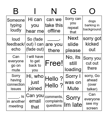 Conference Call Bingo Card