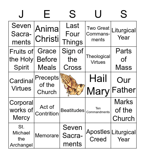 Prayers Bingo Card