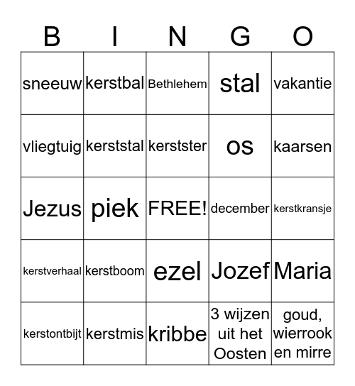 Globetrotter Kerst Bingo Card