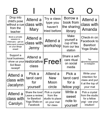 Self-love Barefoot Bingo! Bingo Card