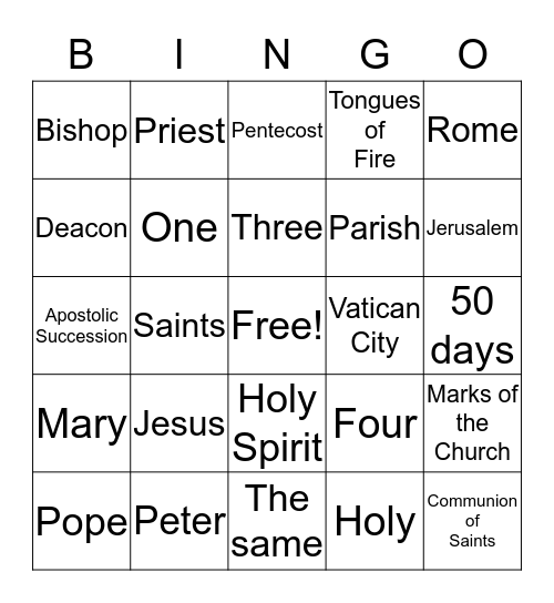 Faith Formation Bingo Card