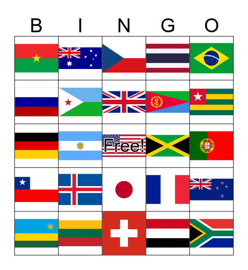 Bingo - Week 3 - Flags of the World Bingo Card