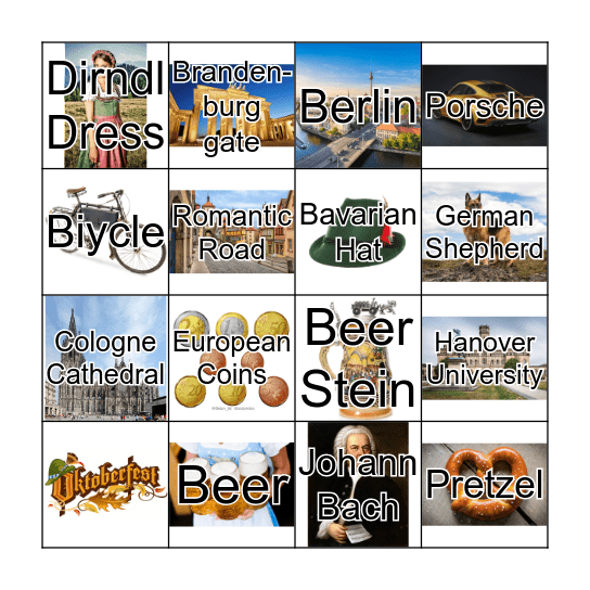 Germany Picture Bingo Card