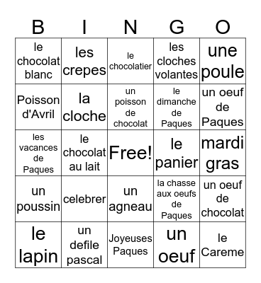 Paques Bingo Card