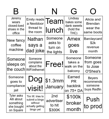 The Ascent Bingo Card
