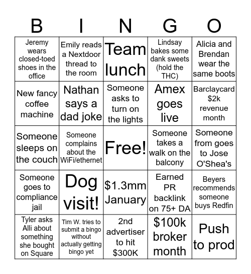 The Ascent Bingo Card