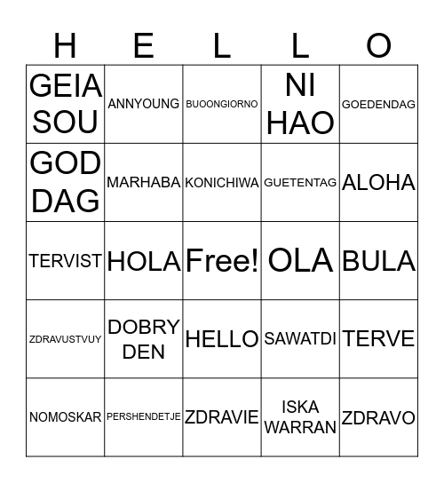 HELLO BINGO Card