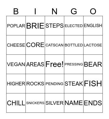 PUNTASTIC BINGO Card