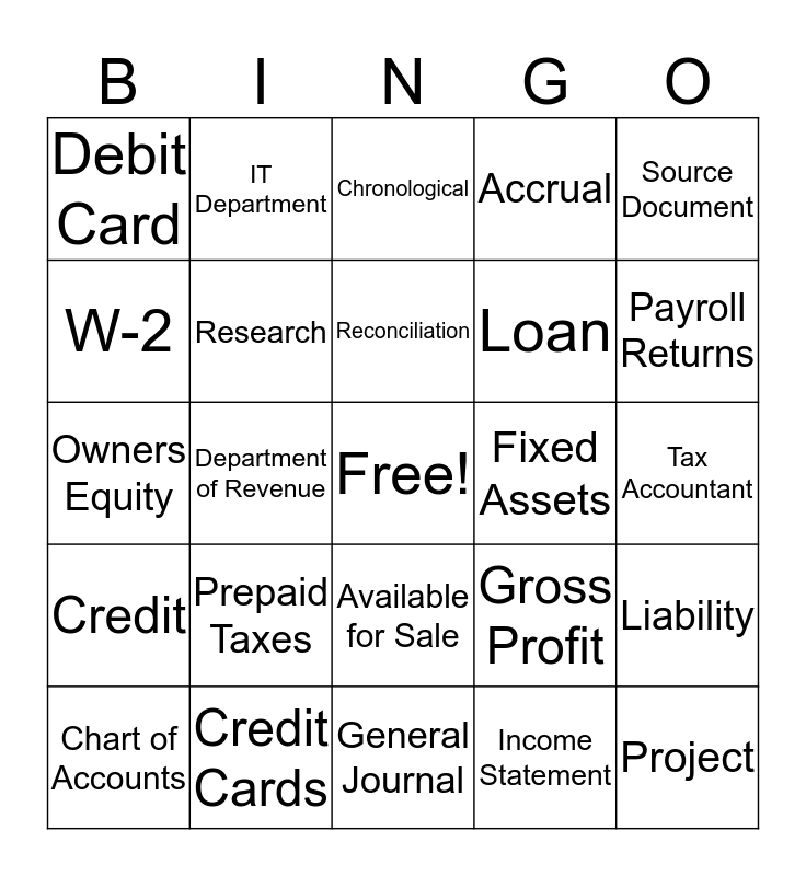 Accounting BINGO Card