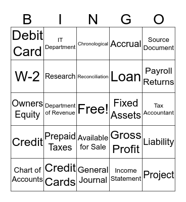 Accounting BINGO Card