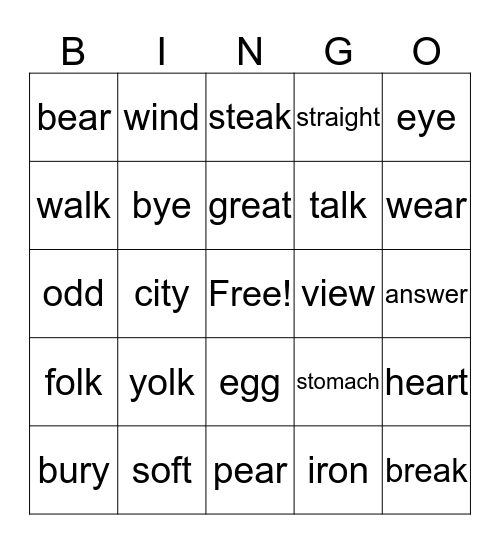 Sight Words #4 Bingo Card