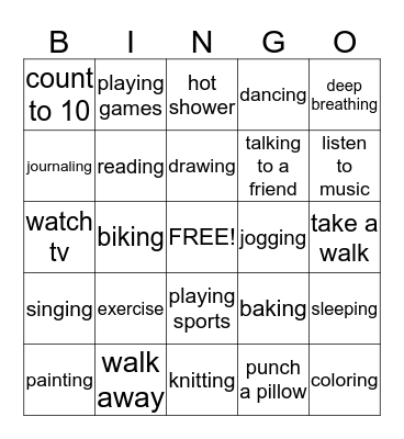 COPING SKILLS BINGO Card