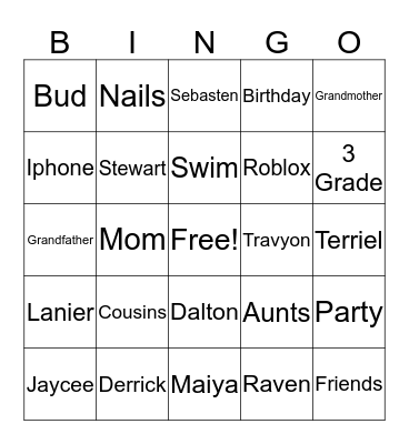 Unicorn Jaycee Bingo Card