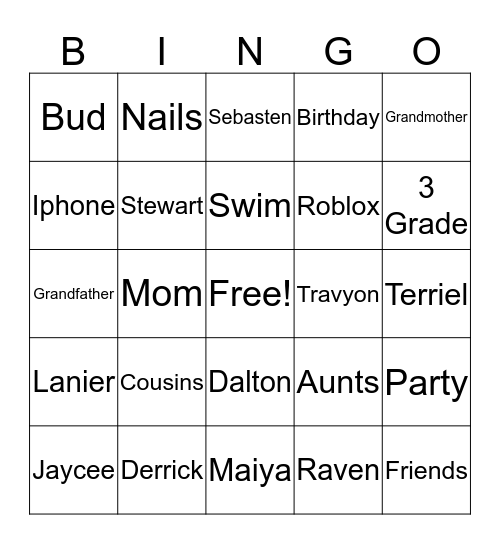 Unicorn Jaycee Bingo Card