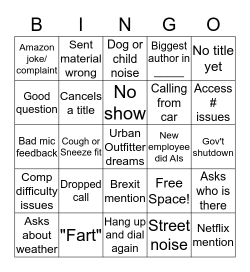 Presales Bingo Card