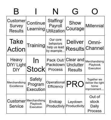 Lowe's Bingo Card