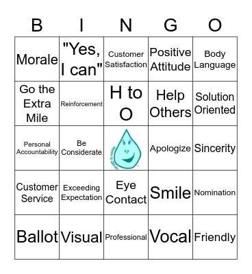 H to O BINGO Card