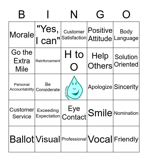 H to O BINGO Card