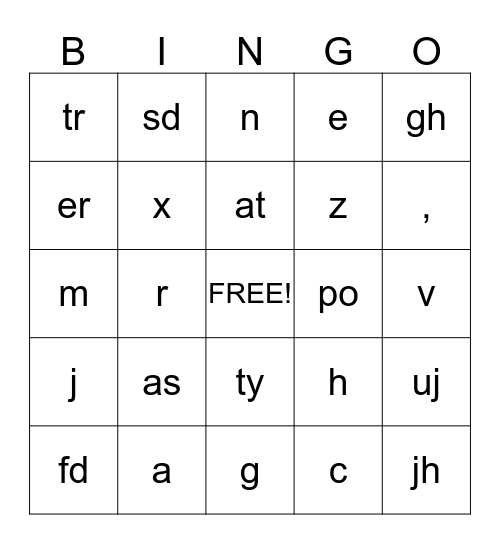 Stone Fox Bingo Card