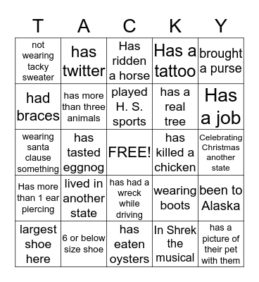 Did You Know Bingo Card