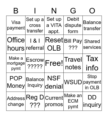 A Day in Member Service Bingo Card