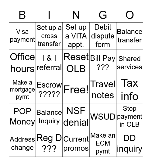 A Day in Member Service Bingo Card
