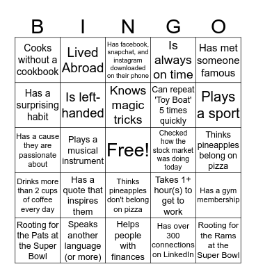 FSO Advisory Tysons Colocation-Day Bingo! Bingo Card
